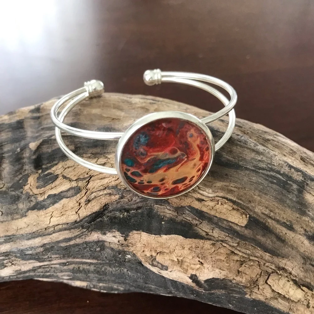 Handmade  one of a kind silver/‎ Pebeo bracelet